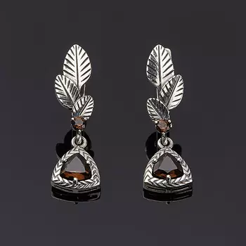 Серьги раухтопаз огранка (серебро 925 пр.)