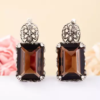 Серьги раухтопаз (серебро 925 пр.)