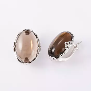 Серьги раухтопаз (серебро 925 пр.)