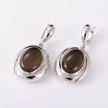 Серьги раухтопаз (серебро 925 пр.)