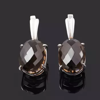 Серьги раухтопаз (серебро 925 пр.) огранка