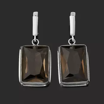 Серьги раухтопаз (серебро 925 пр.) огранка