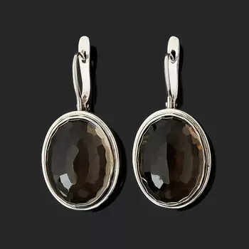 Серьги раухтопаз (серебро 925 пр.) огранка