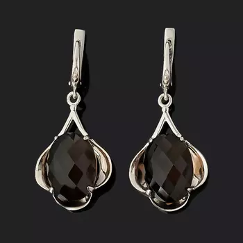 Серьги раухтопаз (серебро 925 пр.) огранка