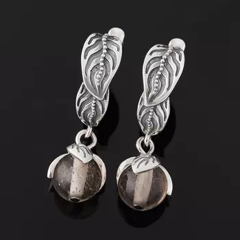 Серьги раухтопаз (серебро 925 пр. оксидир.)