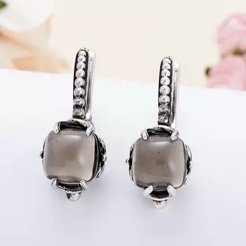 Серьги раухтопаз (серебро 925 пр. оксидир.)