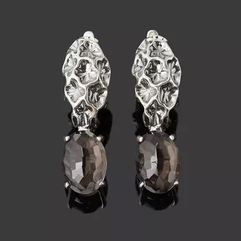 Серьги раухтопаз (серебро 925 пр. оксидир.)