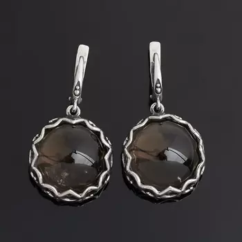 Серьги раухтопаз (серебро 925 пр. оксидир.)