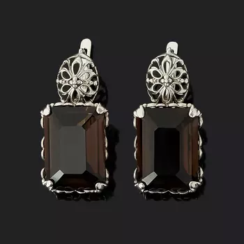 Серьги раухтопаз (серебро 925 пр. оксидир.)