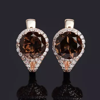 Серьги раухтопаз (серебро 925 пр. позолота) огранка