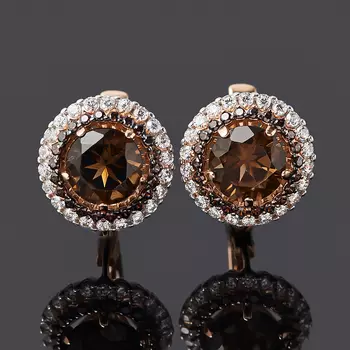 Серьги раухтопаз (серебро 925 пр. позолота) огранка