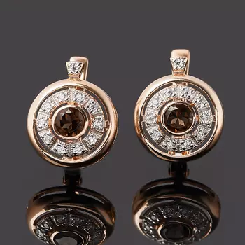 Серьги раухтопаз (серебро 925 пр. позолота) огранка