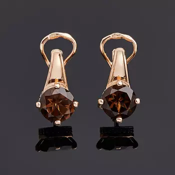 Серьги раухтопаз (серебро 925 пр. позолота) огранка