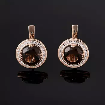 Серьги раухтопаз (серебро 925 пр. позолота) огранка