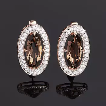 Серьги раухтопаз (серебро 925 пр. позолота) огранка