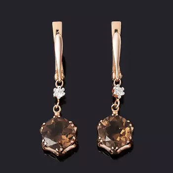 Серьги раухтопаз (серебро 925 пр. позолота) огранка