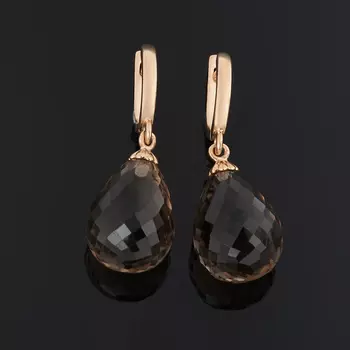 Серьги раухтопаз (серебро 925 пр. позолота) огранка