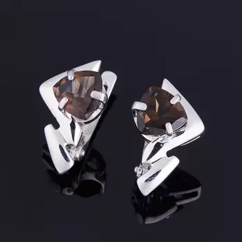 Серьги раухтопаз (серебро 925 пр. родир. бел.) огранка