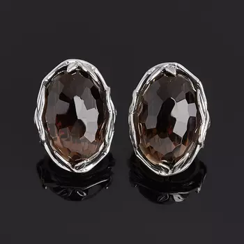 Серьги раухтопаз (серебро 925 пр. родир. бел.) огранка