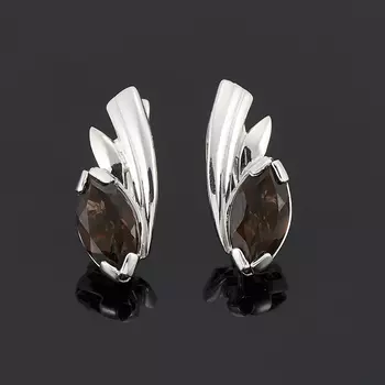 Серьги раухтопаз (серебро 925 пр. родир. бел.) огранка