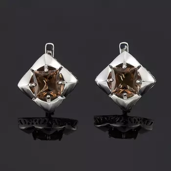 Серьги раухтопаз (серебро 925 пр. родир. бел.) огранка