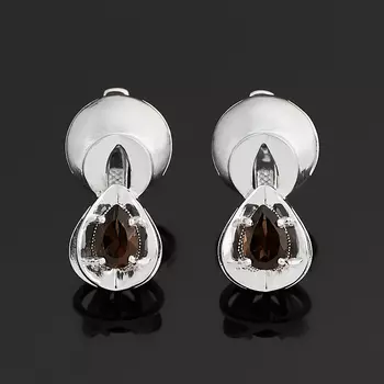 Серьги раухтопаз (серебро 925 пр. родир. бел.) огранка