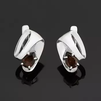 Серьги раухтопаз (серебро 925 пр. родир. бел.) огранка