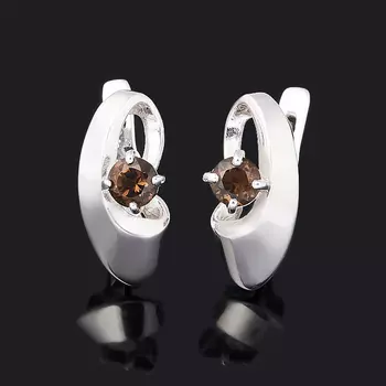 Серьги раухтопаз (серебро 925 пр. родир. бел.) огранка