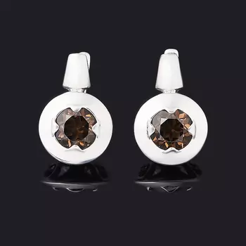 Серьги раухтопаз (серебро 925 пр. родир. бел.) огранка