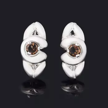 Серьги раухтопаз (серебро 925 пр. родир. бел.) огранка