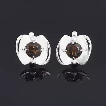 Серьги раухтопаз (серебро 925 пр. родир. бел.) огранка