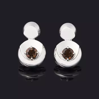 Серьги раухтопаз (серебро 925 пр. родир. бел.) огранка