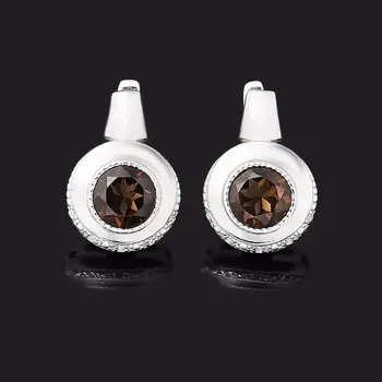 Серьги раухтопаз (серебро 925 пр. родир. бел.) огранка