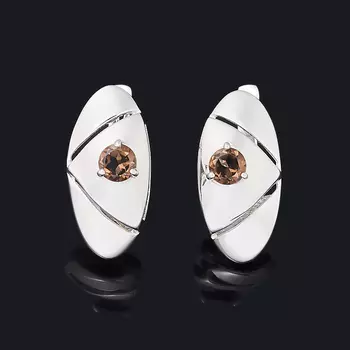 Серьги раухтопаз (серебро 925 пр. родир. бел.) огранка