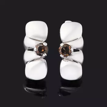 Серьги раухтопаз (серебро 925 пр. родир. бел.) огранка