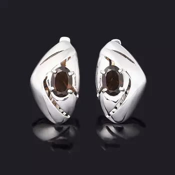 Серьги раухтопаз (серебро 925 пр. родир. бел.) огранка