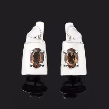 Серьги раухтопаз (серебро 925 пр. родир. бел.) огранка