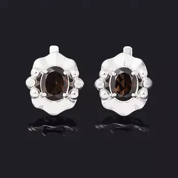 Серьги раухтопаз (серебро 925 пр. родир. бел.) огранка