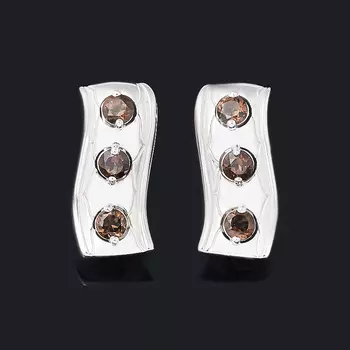 Серьги раухтопаз (серебро 925 пр. родир. бел.) огранка