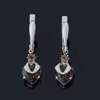 Серьги раухтопаз (серебро 925 пр. родир. бел.) огранка