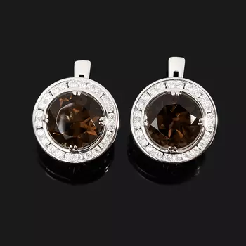 Серьги раухтопаз (серебро 925 пр. родир. бел.) огранка