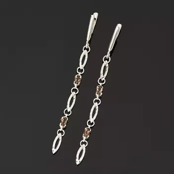 Серьги раухтопаз (серебро 925 пр. родир. бел.) огранка