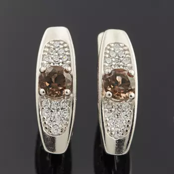 Серьги раухтопаз (серебро 925 пр. родир. бел.) огранка