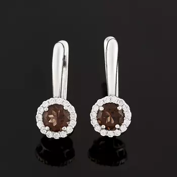 Серьги раухтопаз (серебро 925 пр. родир. бел.) огранка