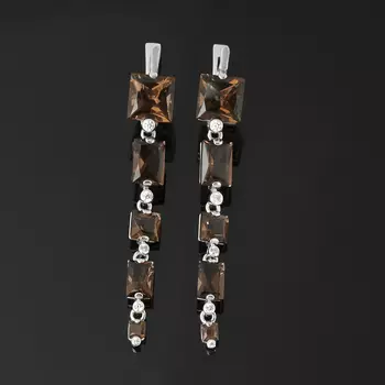 Серьги раухтопаз (серебро 925 пр. родир. бел.) огранка