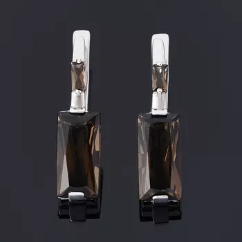 Серьги раухтопаз (серебро 925 пр. родир. бел.) огранка