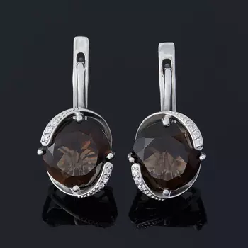 Серьги раухтопаз (серебро 925 пр. родир. бел.) огранка