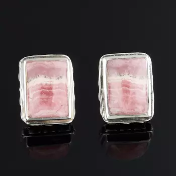 Серьги родохрозит пуссеты (серебро 925 пр.)