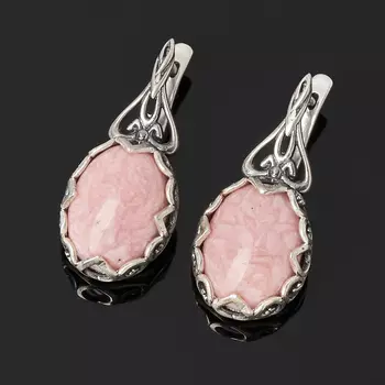 Серьги родохрозит (серебро 925 пр. оксидир.)