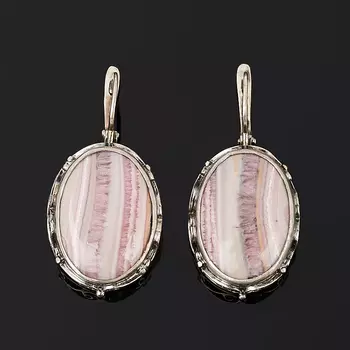 Серьги родохрозит (серебро 925 пр. оксидир.)